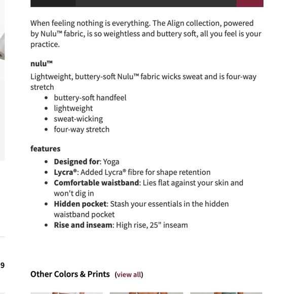 Lululemon High Rise Align 25" Size 10 - Picture 4 of 7